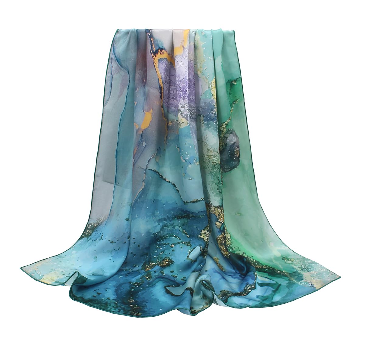 100% Pure Mulberry Silk Scarf 43" Large Square Lightweight Headscarf& Shawl–Women Hair Wraps-With Gift Packed-image-15