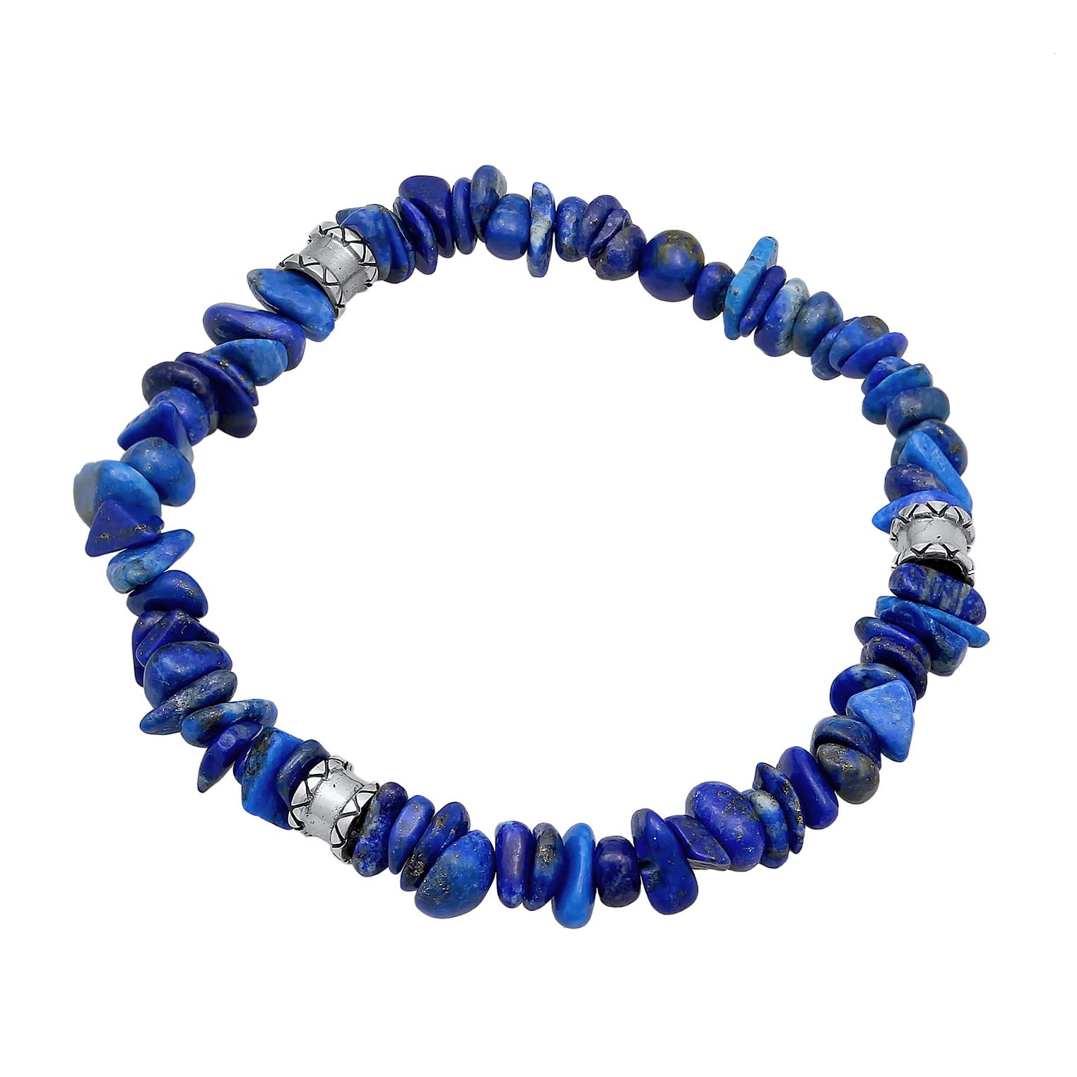 Kuzzoi Buddha Herren Armband aus Lapis Lazuli Edelstein Splitter und Beads
