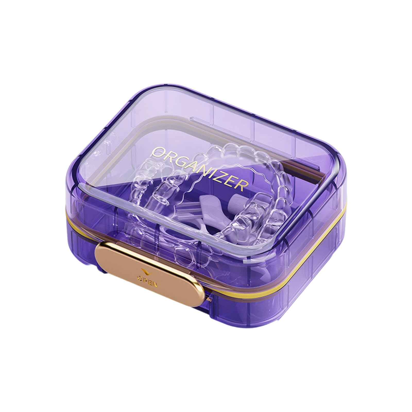 Carotoe Purple Thin Odontological Care Planner For Possessors Orthodontia Highlighting Multiple Color Preferences Sanitary Denture Storage Case