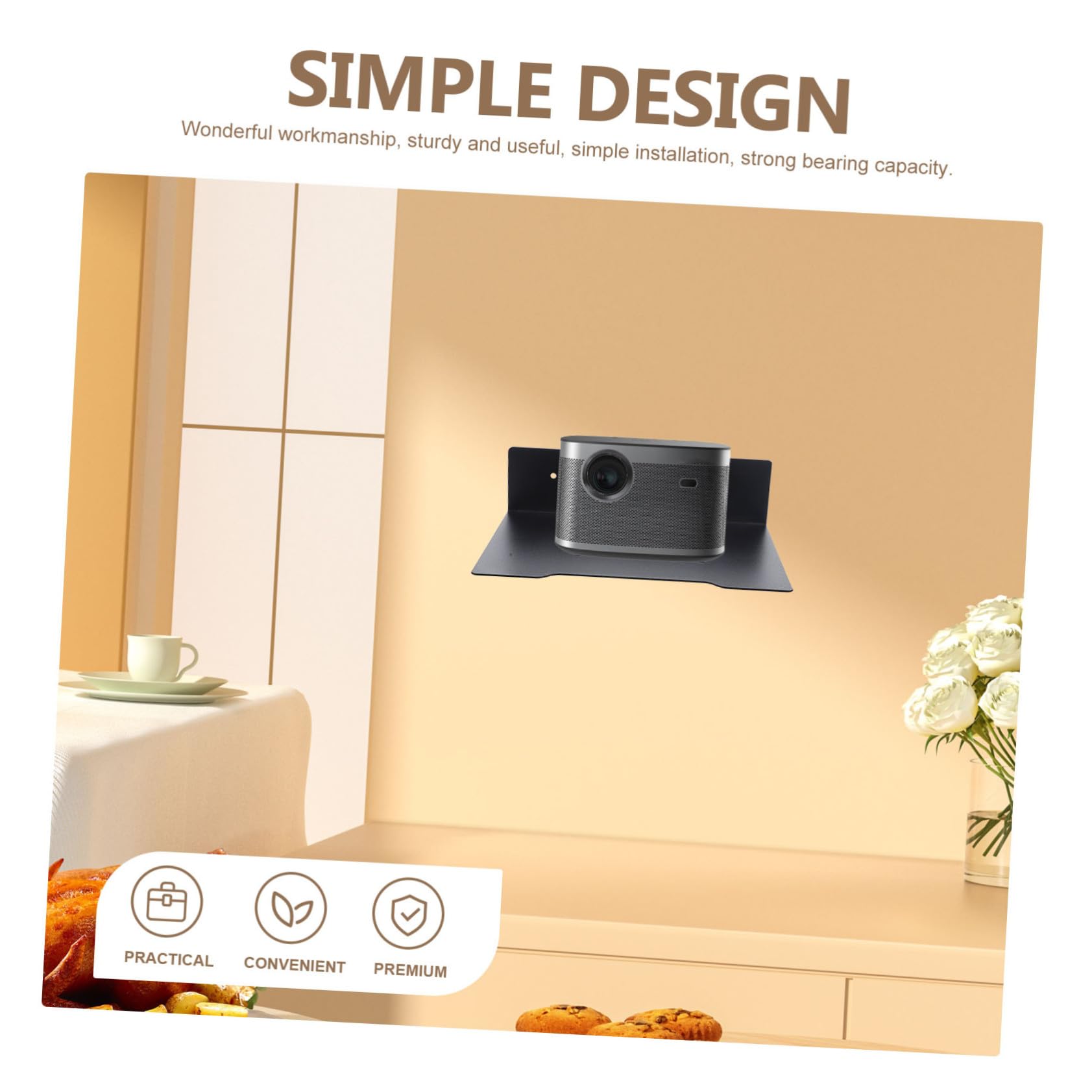 Homoyoyo Supporto da Parete Robusto in Acciaio al Carbonio Nero Capacità di Carico Elevata per Telecamera e Proiettore, Design Montaggio a Muro