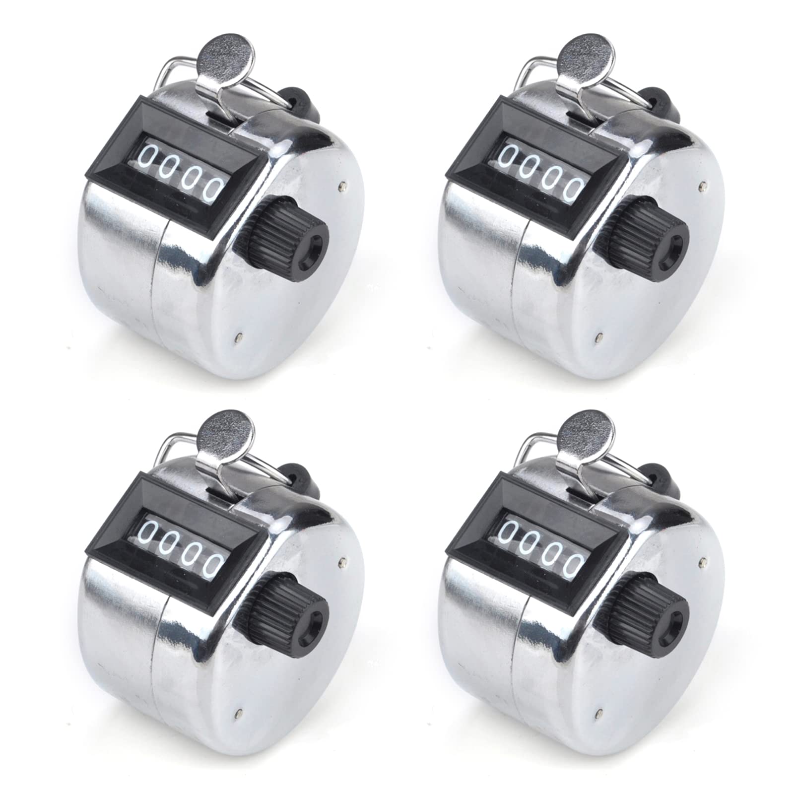 TopTie 4 PCS Metal Hand Tally Counters, 4-Digit Mechanical Clicker Counter, Golf/Fish/Lap Number Handheld Counter