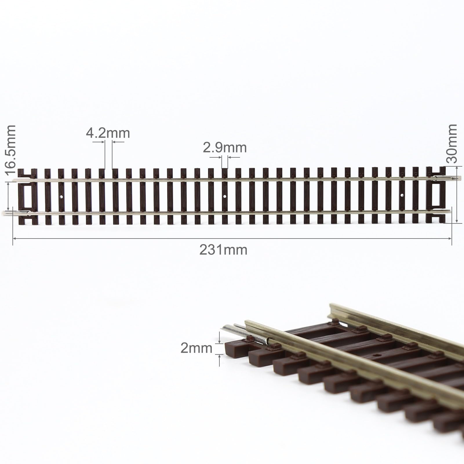 Evemdel Modello H0 1:87 Codice 100 19" Binario dritto in rame nichelato con connettore, decorazione paesaggistica (6/Pkg)