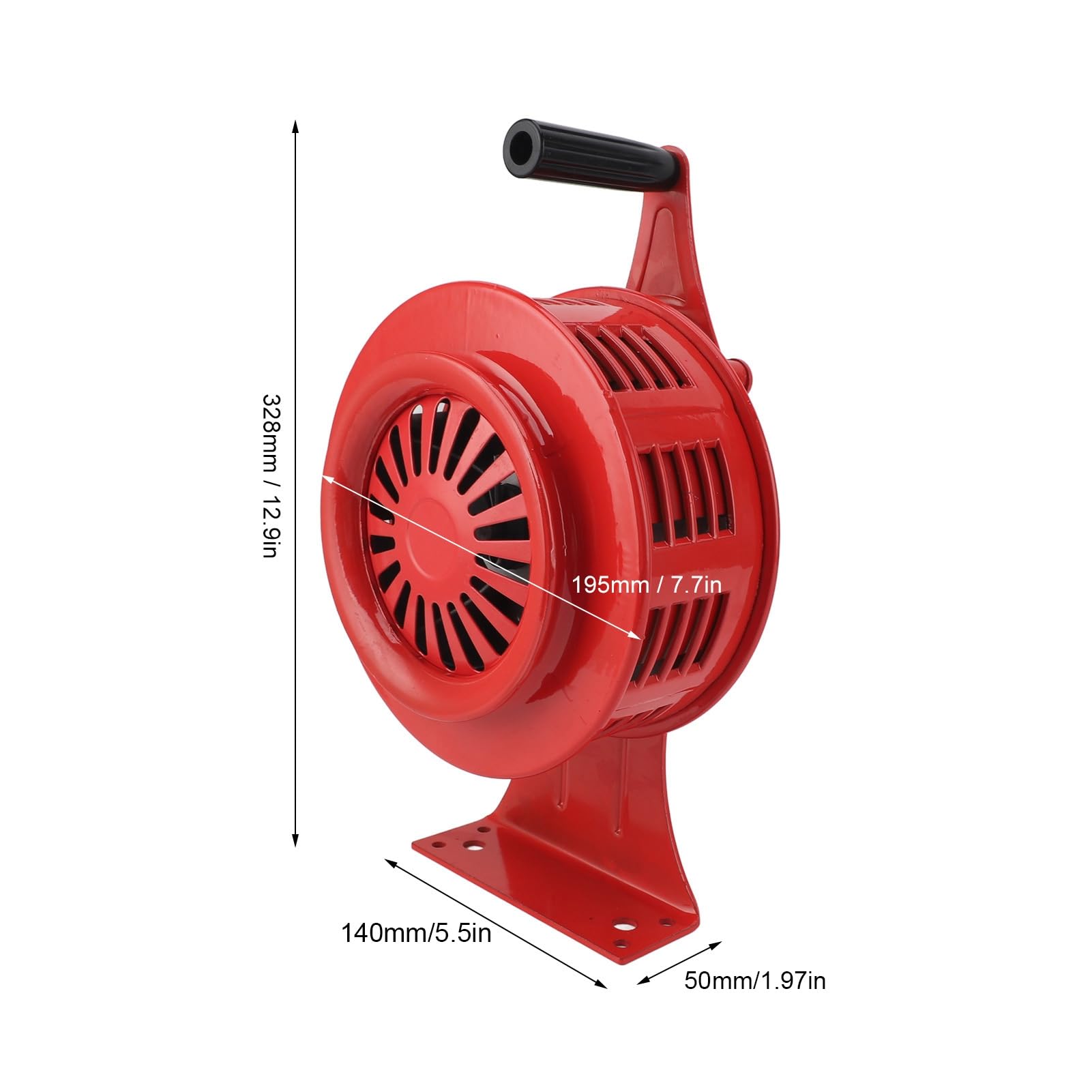Sirena de Manivela Fuerte Impermeable Alarma de Sonido Fácil de Usar para Situaciones de Emergencia Aleación de Aluminio 125dB 1 Unidad (Roja)