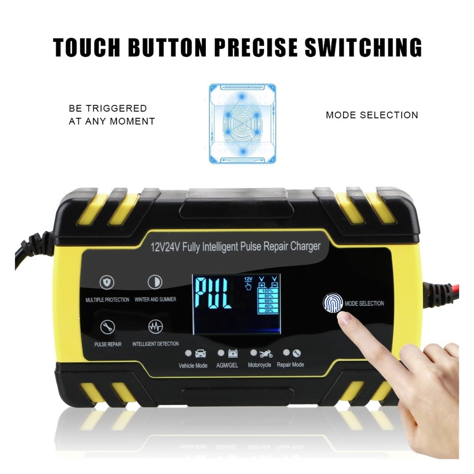12V 24V 8A Cyfrowy Wyświetlacz LCD W Pełni Automatyczna Ładowarka Samochodowa Ładowarki Do Akumulatorów Kwasowo-ołowiowych Na Mokro łAtwa W UżYciu