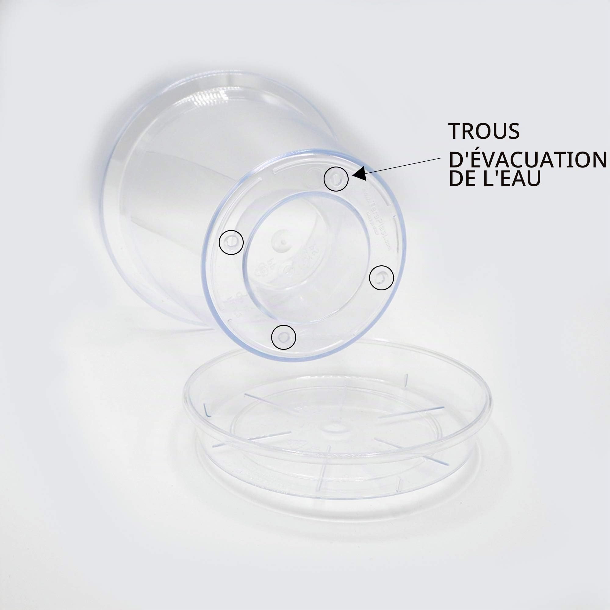 Lot de 3 Pot pour orchidées Transparent en Plastique avec Trous de Drainage et soucoupes (3 - Ø 14 cm)