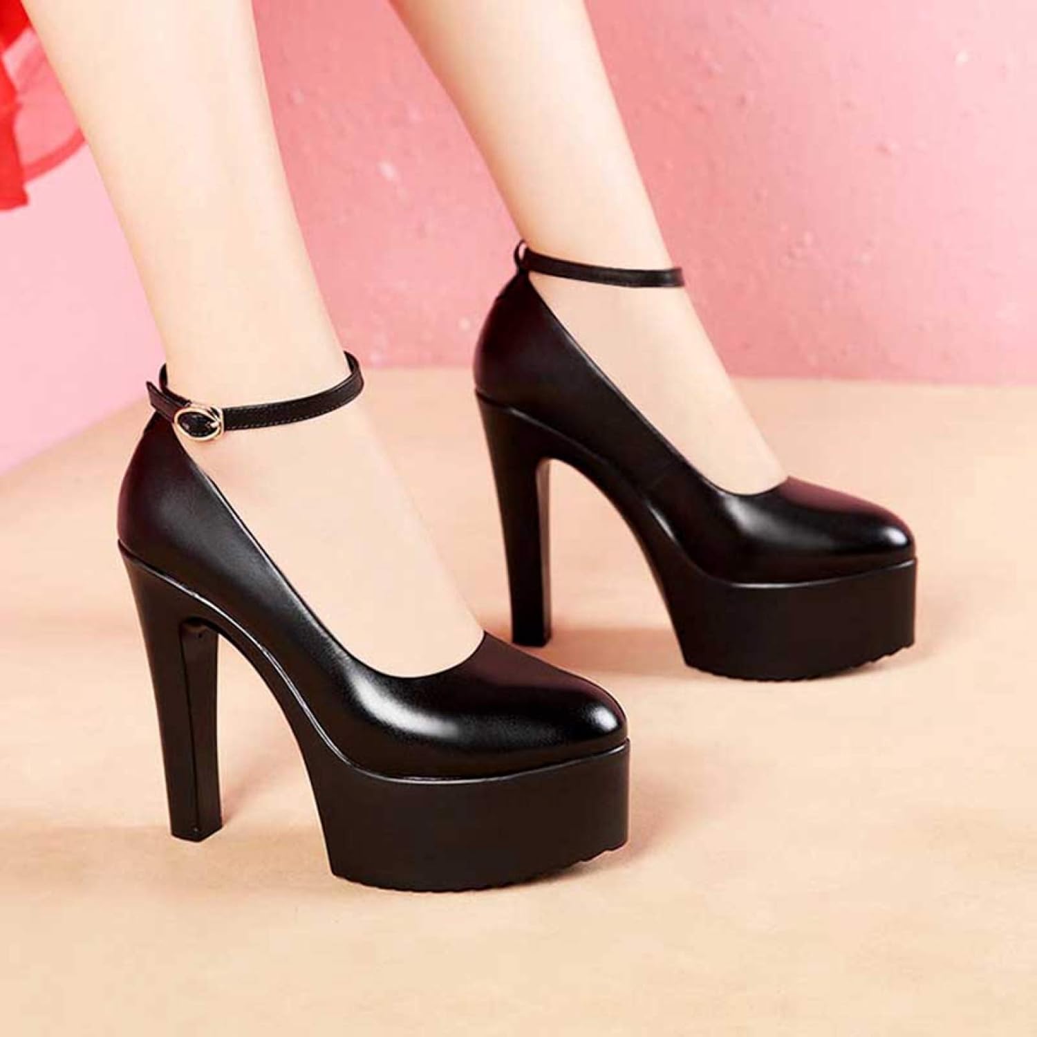 [KAPE1] パンプス ストラップ キャバ ヒール ヒール約11cm 厚底 ストーム 厚底パンプス 21.0cm 結婚式 美脚パン