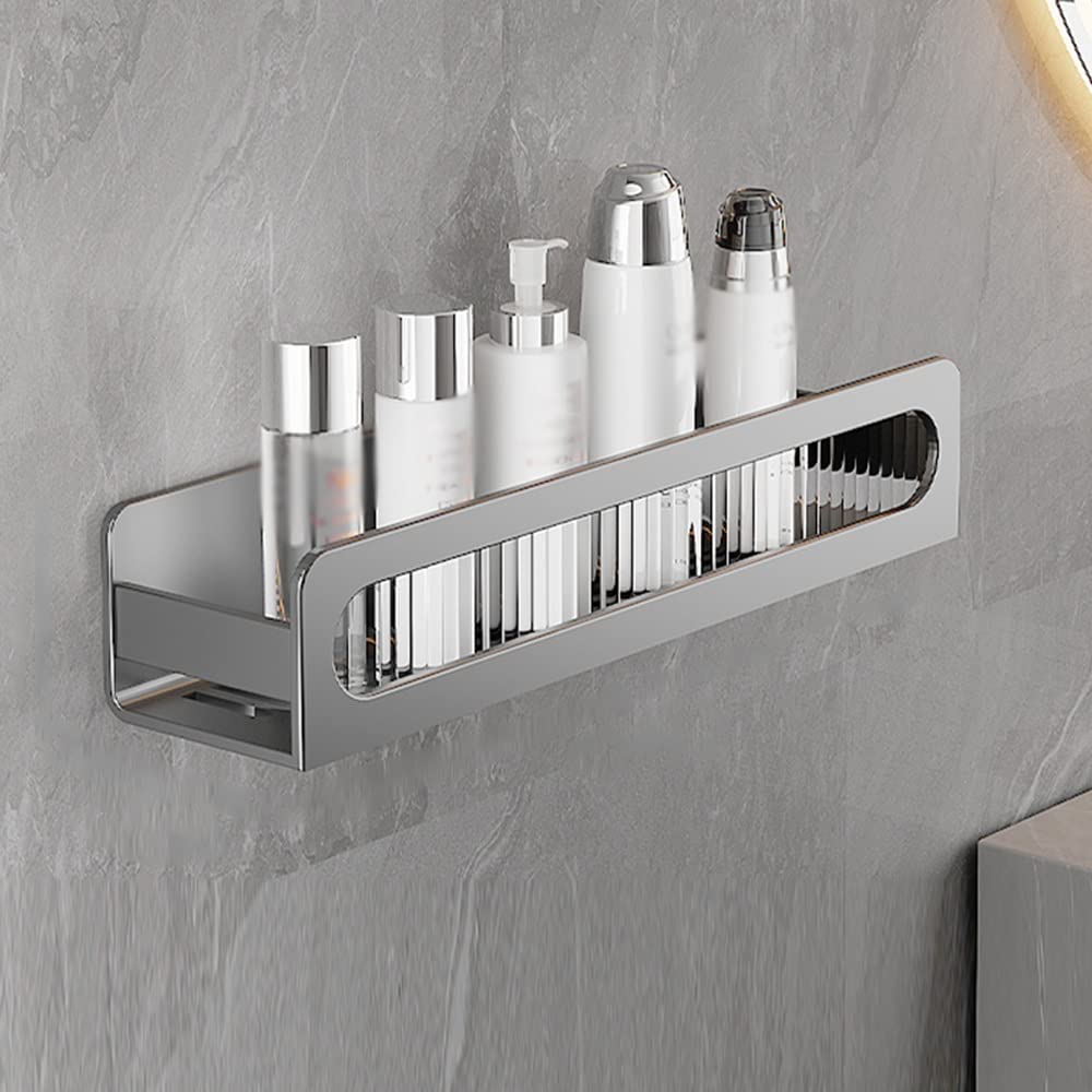 Shower Caddy Bathroom Accessories Drill-Free Shower Rack Wall-Mounted Inside Shower Shelves for Bathroom Size White with Rod 30cm