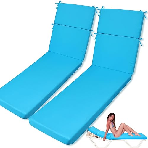 2 Pcs Indoor Outdoor Chaise Lounge Cushions Sponge Bench Outdoor