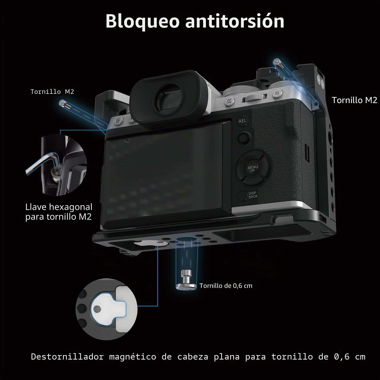 Nitze XT5 Jaula para Cámara Fujifilm X-T5, con NATO Riel, Placa QR - T-F03A