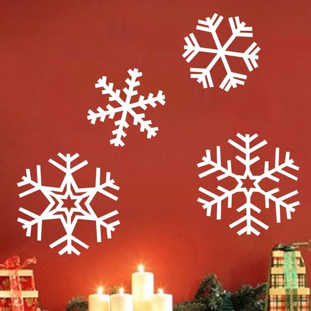 Snowflakes Wall Decal Christmas Wall Sticker Vinyl Holiday Wall Decal Wall Graphic Mural Home Art Decoration Tomato Red