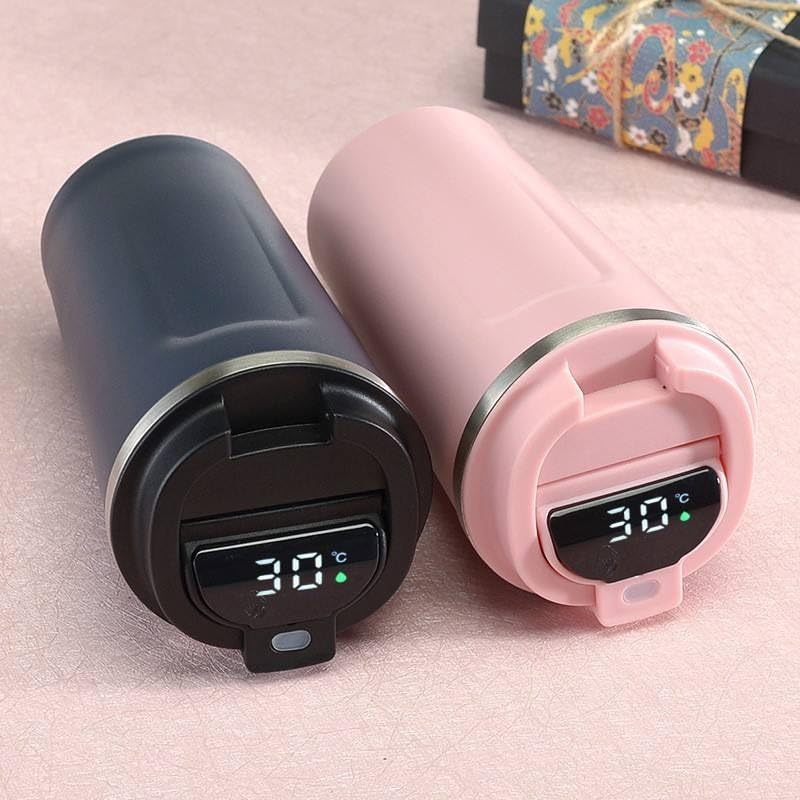 Image of Premium Stainless Steel Coffee Mug with Leak-Proof Lid - 510ml Vacuum Insulated Travel Tumbler for Hot & Cold Beverages, Double Walled Reusable Coffee Cup for Office, Home & Car (Glossy Black)
