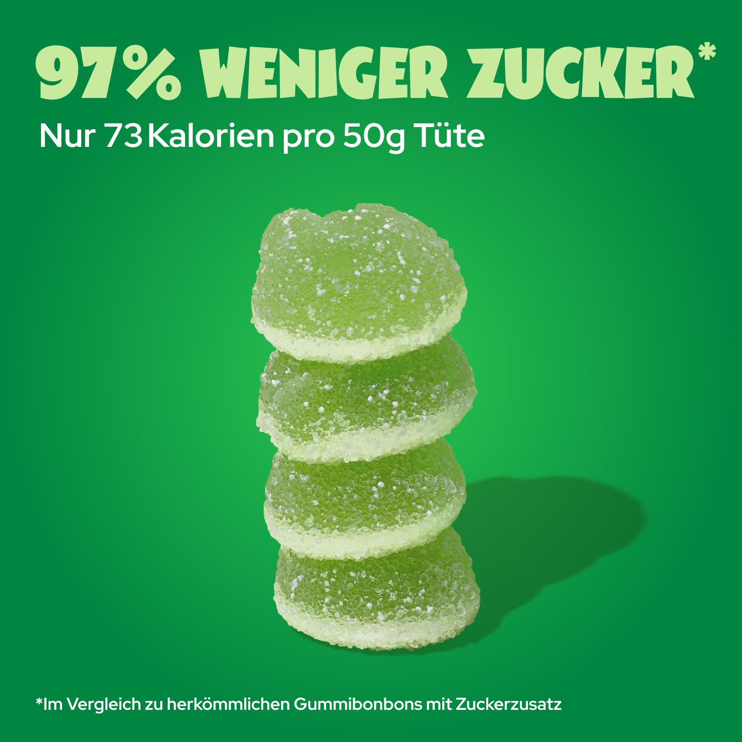 ahead Green Apples Gummibärchen | Apfelgeschmack Fruchtgummi 18 × 50g | Gummibärchen ohne Zuckerzusatz | Nur 1g Zucker & 72 kcal pro 50 g | Kalorienarme Süßigkeiten & ballaststoffreich - 5