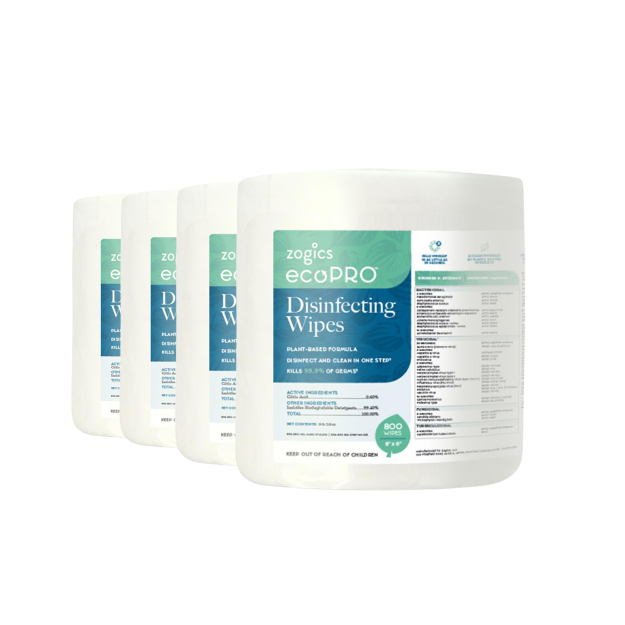 Zogics ecoPRO Plant-Based Disinfecting Wipes Eco Friendly Wipes for Cleaning and Disinfecting Surfaces Durable Gentle Effective Pack of