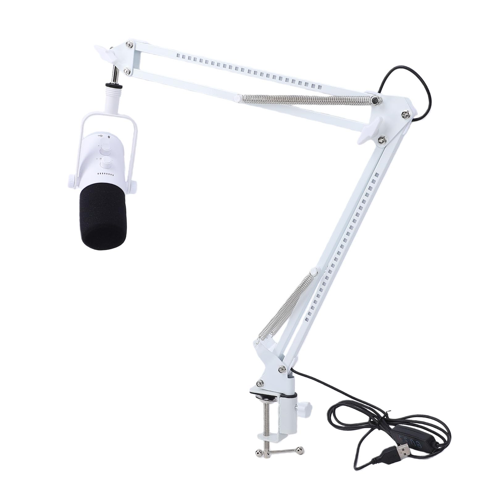 XUMIUZIY Gaming RGB Dynamisches USB-Mikrofon für PC mit Geräuschunterdrückung, Kondensatormikrofon, Stummschaltung, Auslegerarm für Streaming von Podcasts (White)