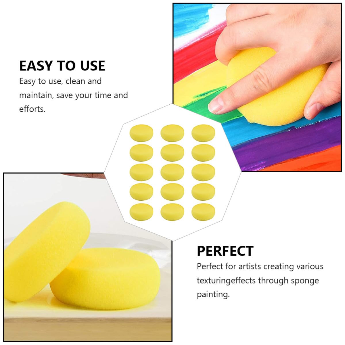 EXCEART 100pezzi Spugne Rotonde Assorbenti Per Pittura Strumenti Per e Artigianato Per Insegnanti Per Attività Creative e Progetti Di Decorazione Domestica