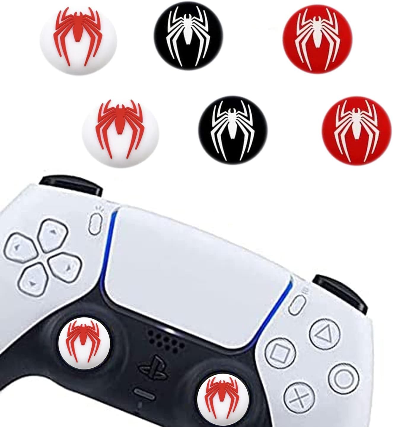 6Pcs Analog Thumb Grip Stick Cover, Wireless Controllers Game Remote Joystick Cap, Fantastic Non-Slip Silicone Handle Protection Cover for PS5/PS4/Xbox one/360/NS PRO