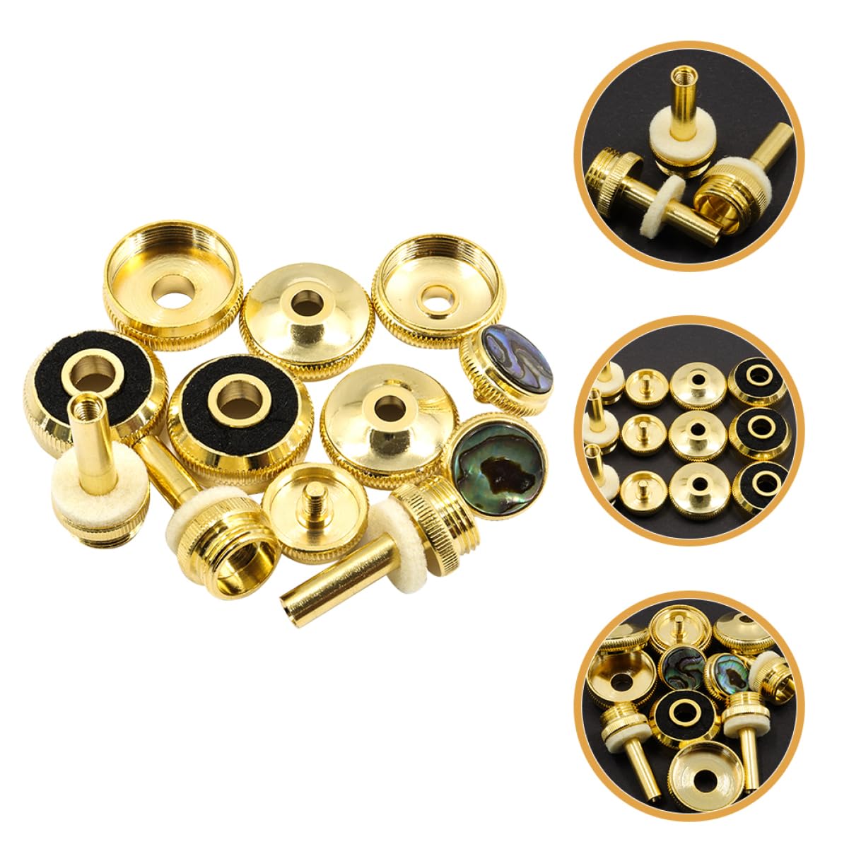 Hebillas de Botón de Pistón de Trompeta Doradas, 1 Set Metálico | Broches de Presión y Cubiertas, Accesorio Musical para Trompetista, Acabado Elegante, Modelo C314