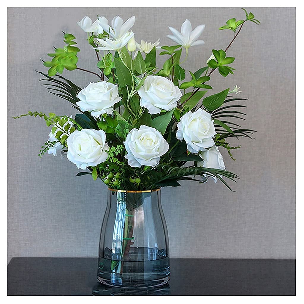 XDLEDMKIZ Artificial Flowers Simulation Bouquet Rose Flower Living Room Dining Table Fake Flower Set Silk Flower Decoration Suitable For Wedding Office Exhibition Hall Hotel L
