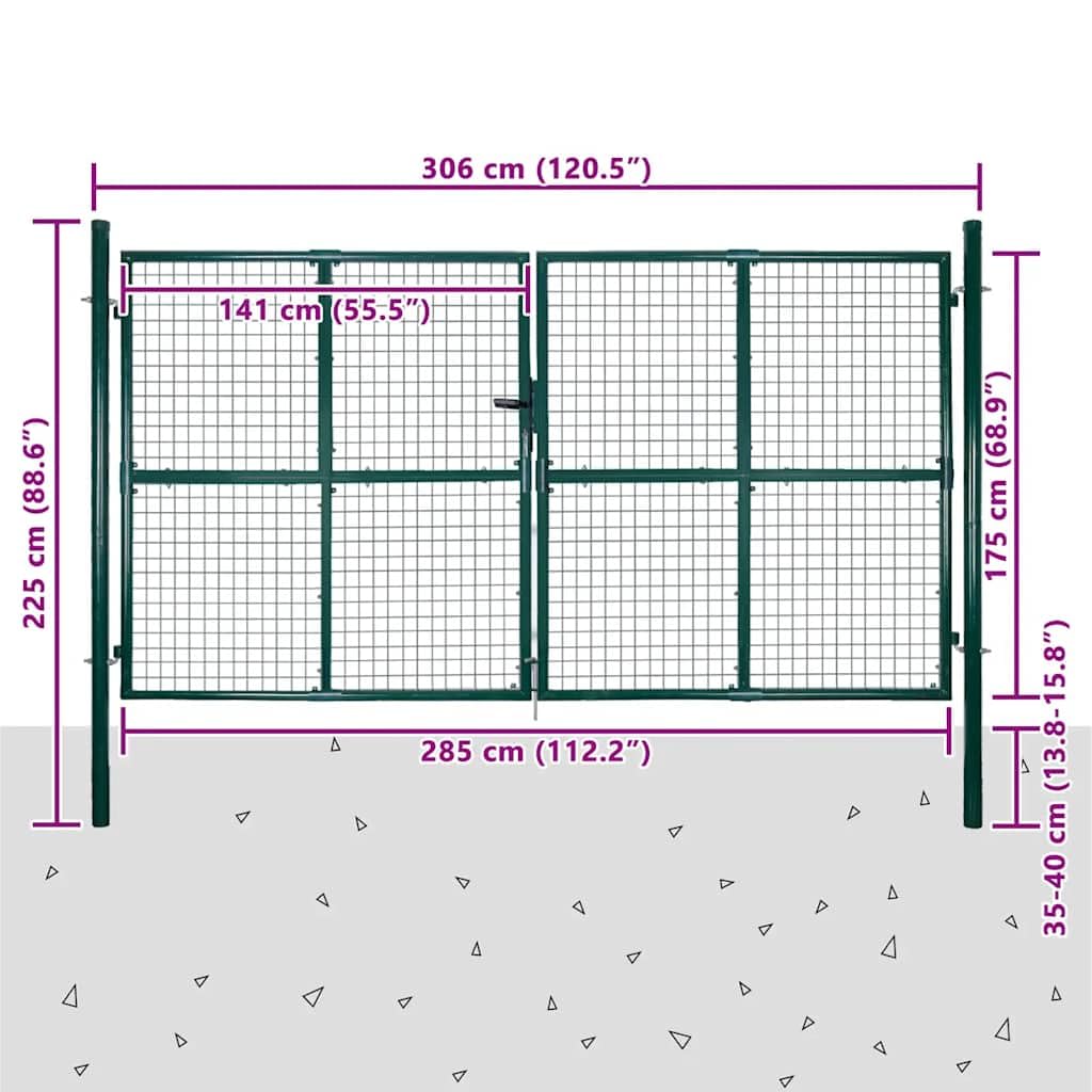 vidaXL Cancello da Giardino in Rete per Recinzione, Porta, Griglia a muro 300x175 cm