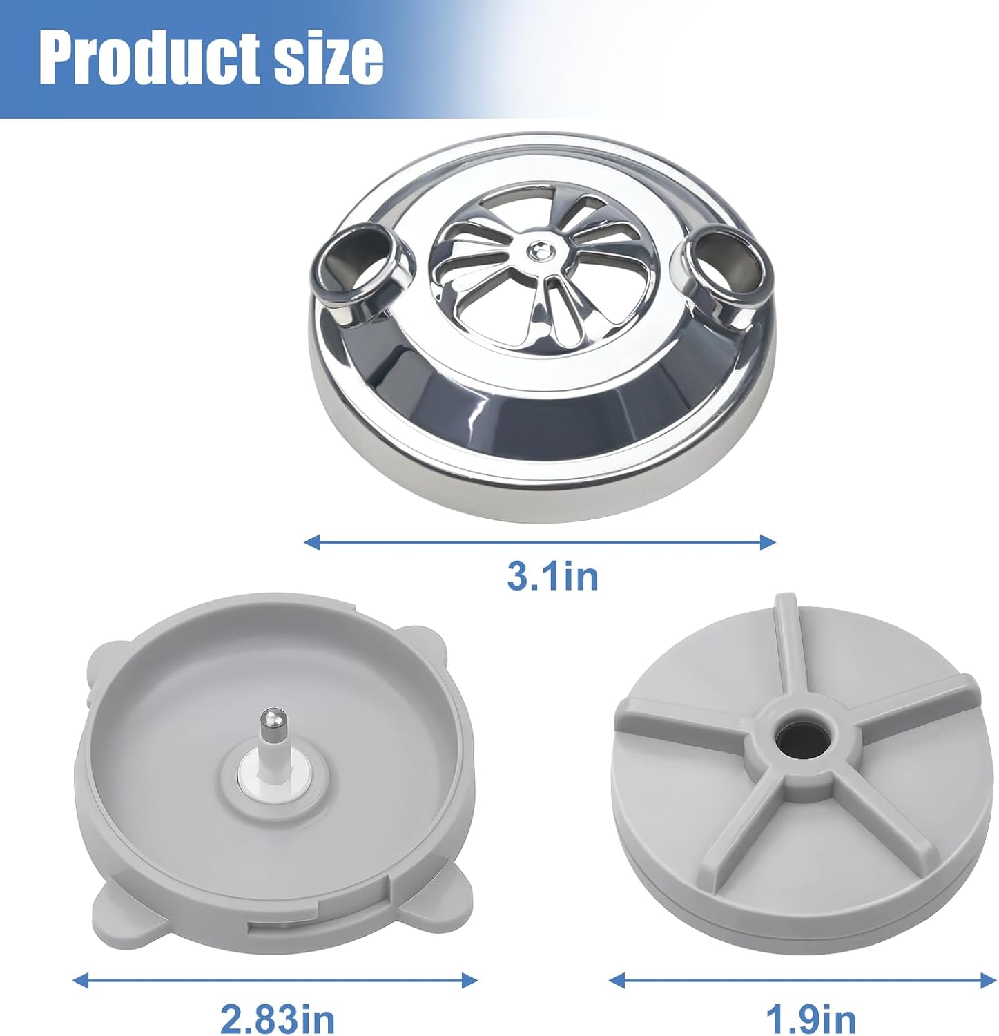 BF-004 Pipeless Jet Motor Magnetic Head Replacement for LURACO Pedicure Chair Bathtub Jets Includes Propeller and Cap,Silver