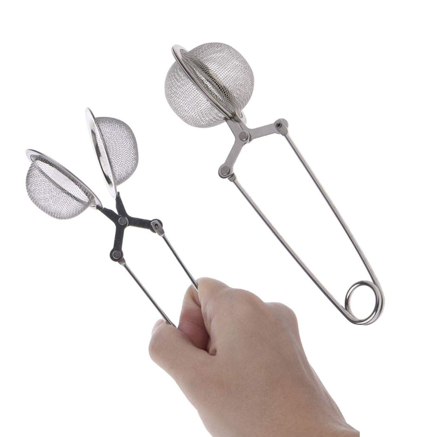 Stylez Silver 2Pcs Stainless Steel Loose Leaf Tea Mesh Strainer Snap Ball Tea Infuser With Secure Locking