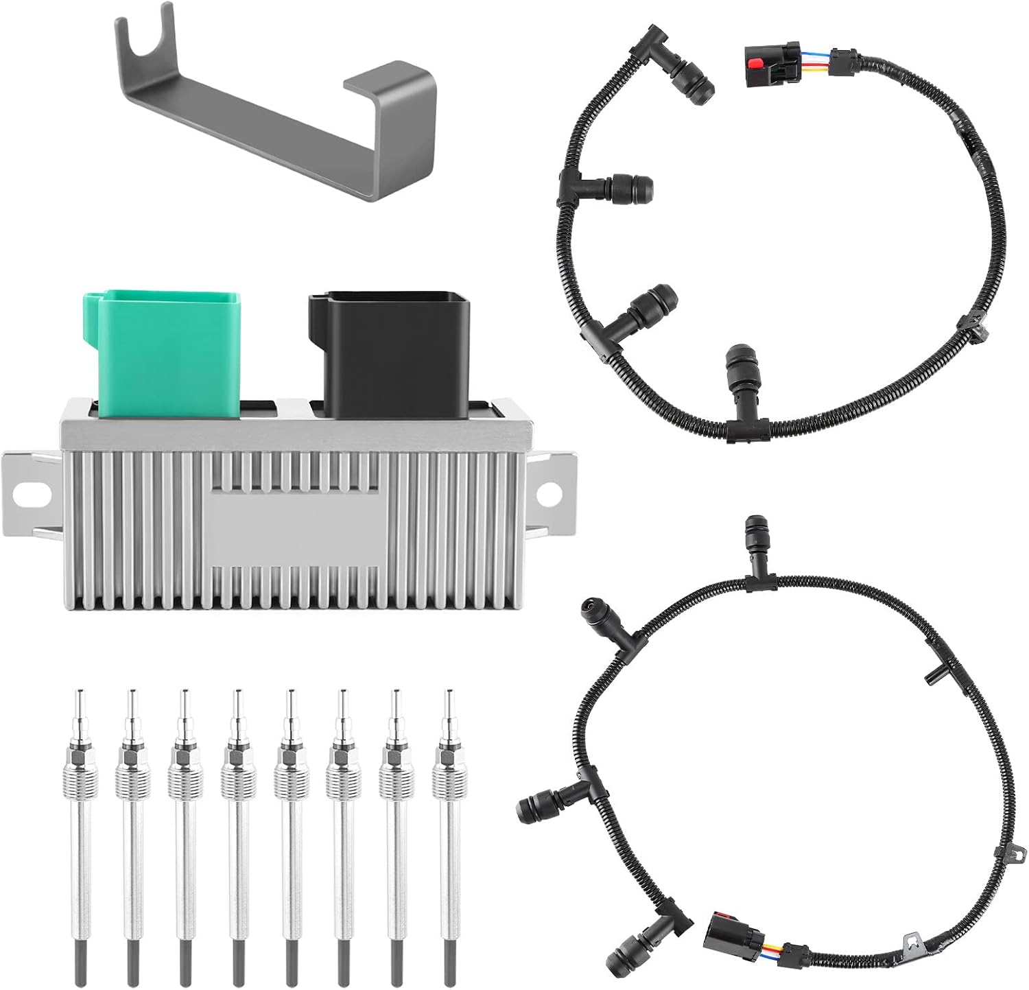 moseiny DY876 Glow Plugs Harnesses Controller GPCM Kit, Compatible with Ford 6.0 6
