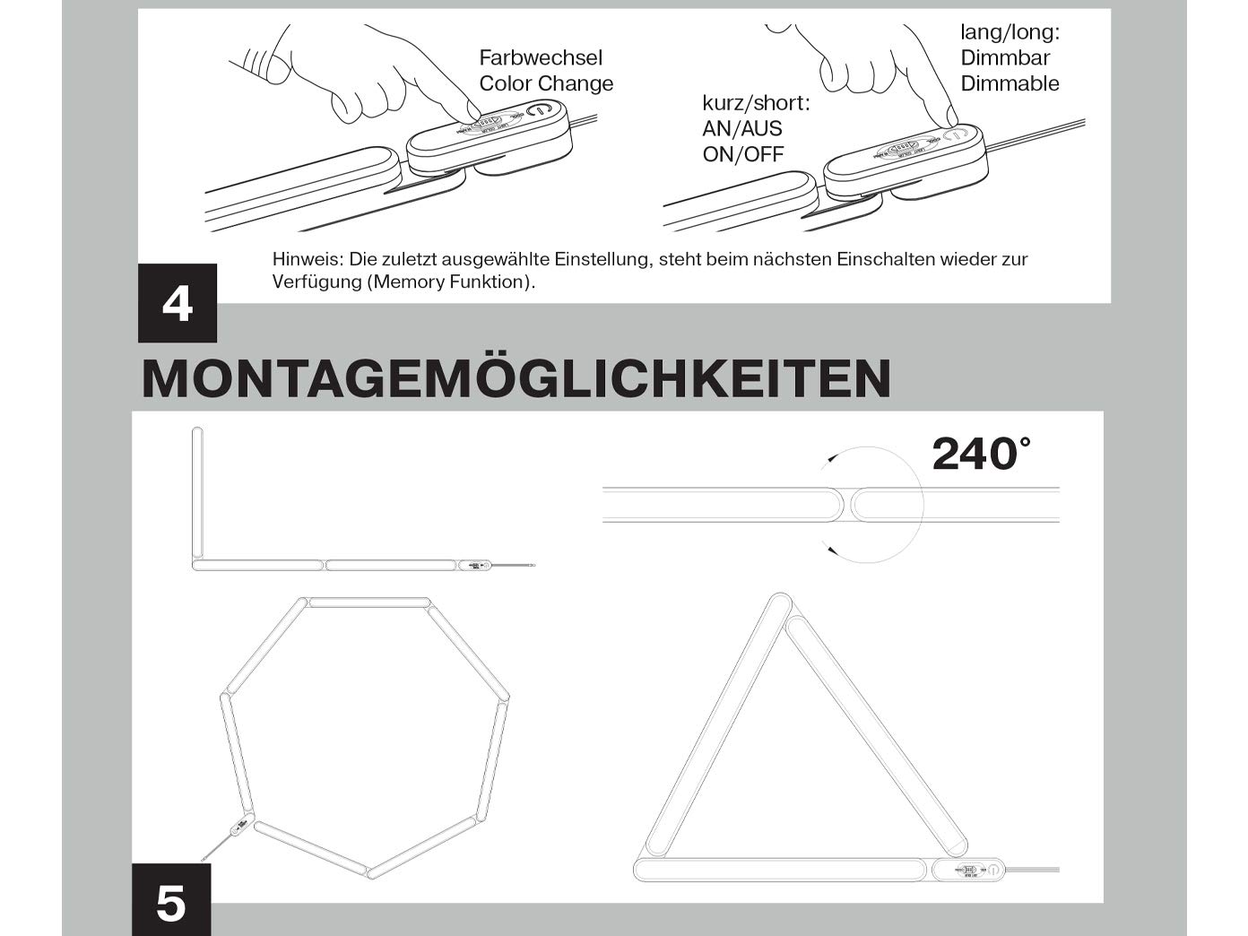 Dimmbare Unterbauleuchten Starter Set plus Zusatzleuchte Silber Lichtfarbe einstellbar, mit bis zu weiteren 6 Elementen erweiterbar