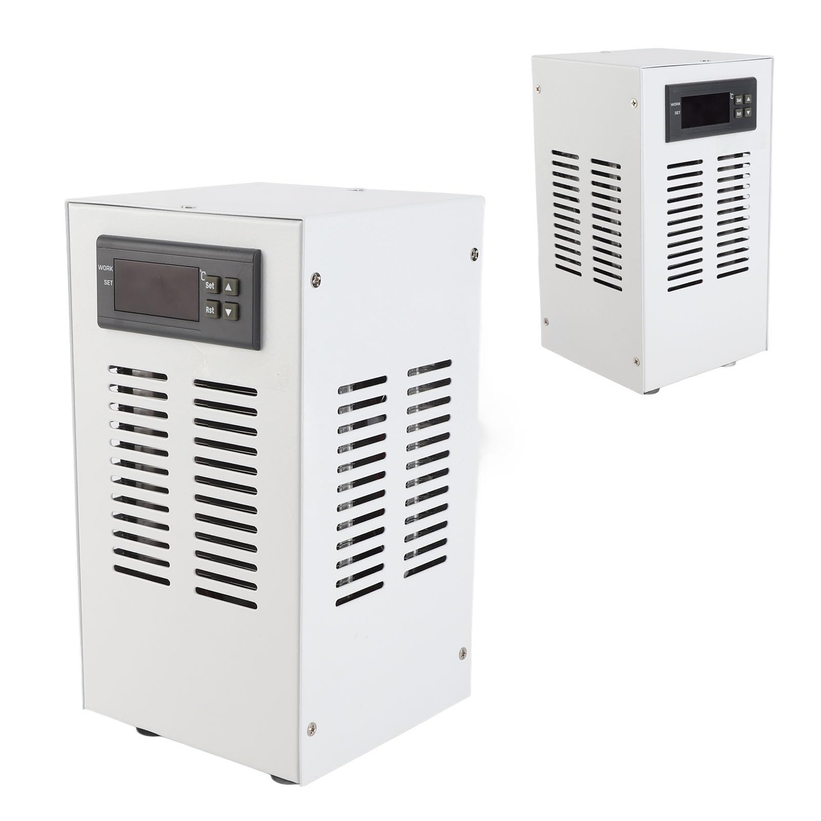FTVOGUE Raffreddatore per Acquario, 72W, Regolatore di Temperatura Elettronico, Acciaio Legato, capacità 20 Litri, Funzionamento Silenzioso, con Pompa e Tubo Flessibile