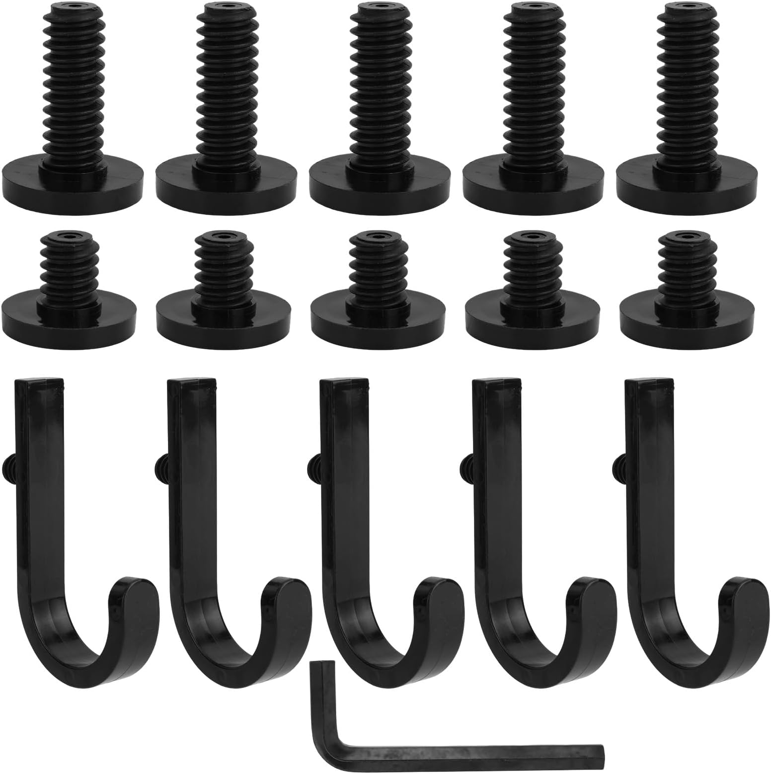 16 Pcs Storage Shed Hooks Set for Suncast, 5 Black J Shaped Tool Ladders Garage Hooks with Screw Wrench Short Screw Compatible with Suncast/Craftsman Wall Storage Shed Accessories Hanging Heavy Duty