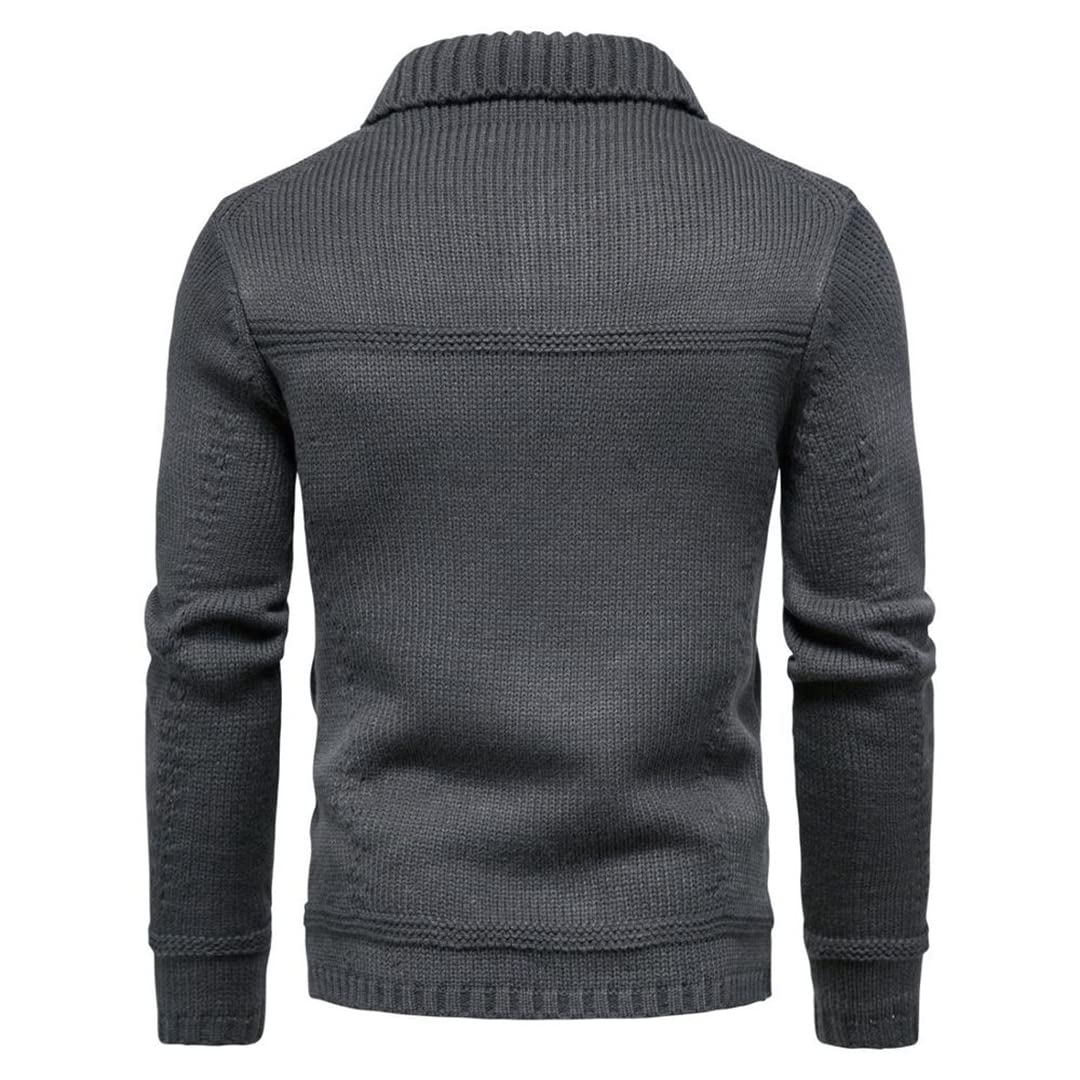 Zadaos Męski sweter z dzianiny, ciepły i grubszy w zimie, kardigan z długim rękawem, klapa, odzież robocza, kardigan, sweter, ciemnoszary, XXL