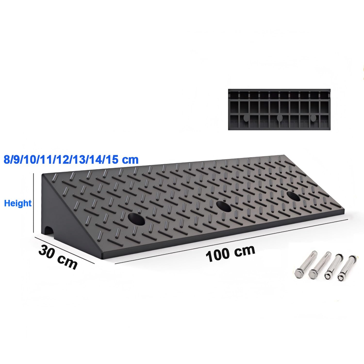 Rampa de Goma para Bordillos, rampa para umbrales, Capacidad de Carga de 11023lbs, rampa para entradas de Garaje, muelles de Carga, Coches, aceras y sillas de Ruedas(Height 8cm)
