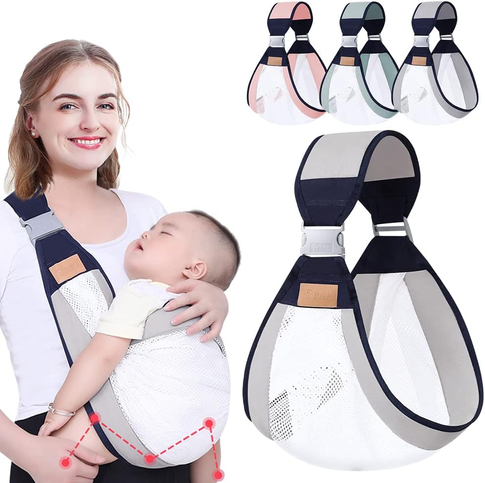 HINATAA Fulares Portabebés, 3D Ajustable Elástico Portabebé, Portabebés Ergonómico Engrosadas Ajustable Correas de Hombro, Correas para bebés para recién Nacidos de 0 a 36 Meses (Gris A)
