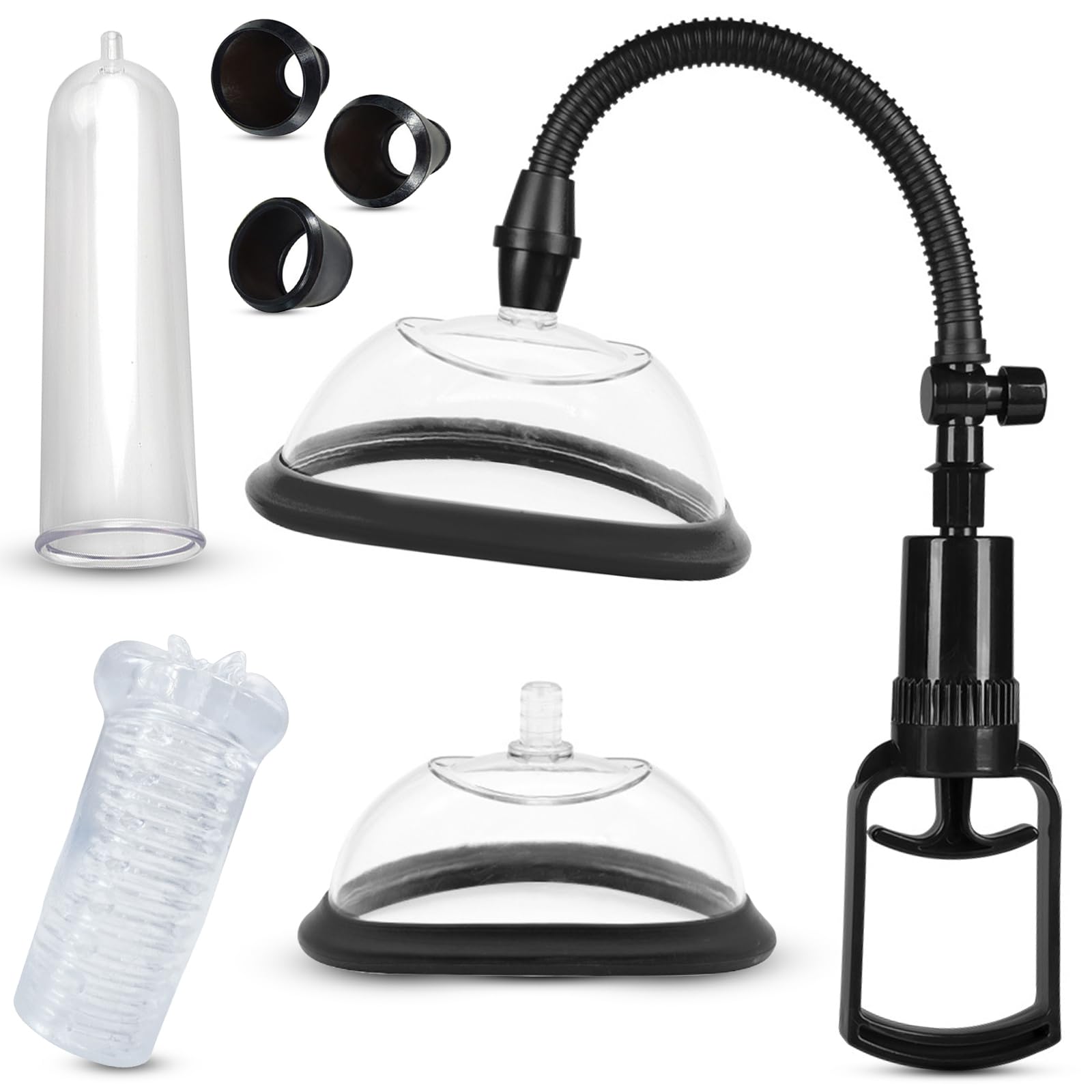 BDSMLOVE Pompa per pene multifunzionale, pompa per vagina, succhia capezzoli, pompa per capezzoli, pompa per figa, succhia clitoride, pompa a vuoto, masturbatore