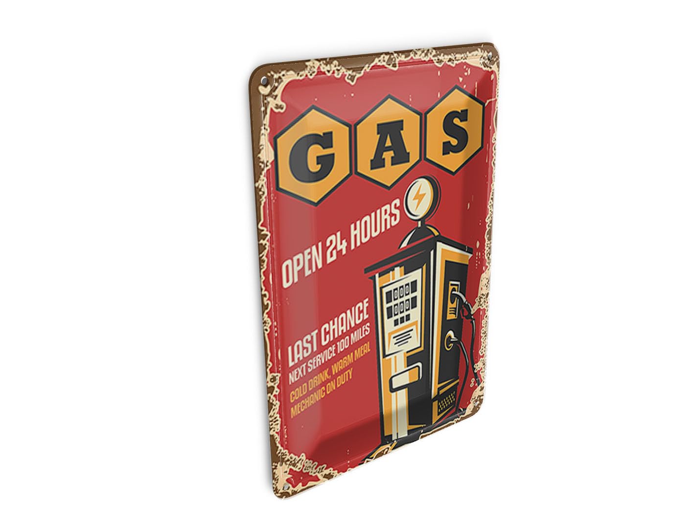 Femer Girls Multicoloured Tin Postcard Retro 10 X 14 Cm Gas Open 24 Next Service Metal Decorative Sign