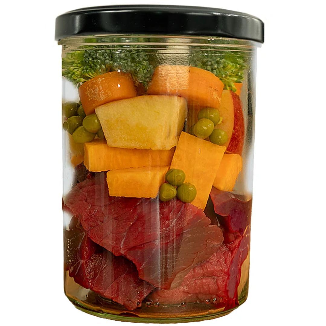 Cocinada Cocinada para Perros de 70% Carne de Vacuno, Batatas, Verduras Frescas, Fruta, minerales, Aceite de salmón, Romero, 6 Unidades x 400 gr - ANIMALUJOS