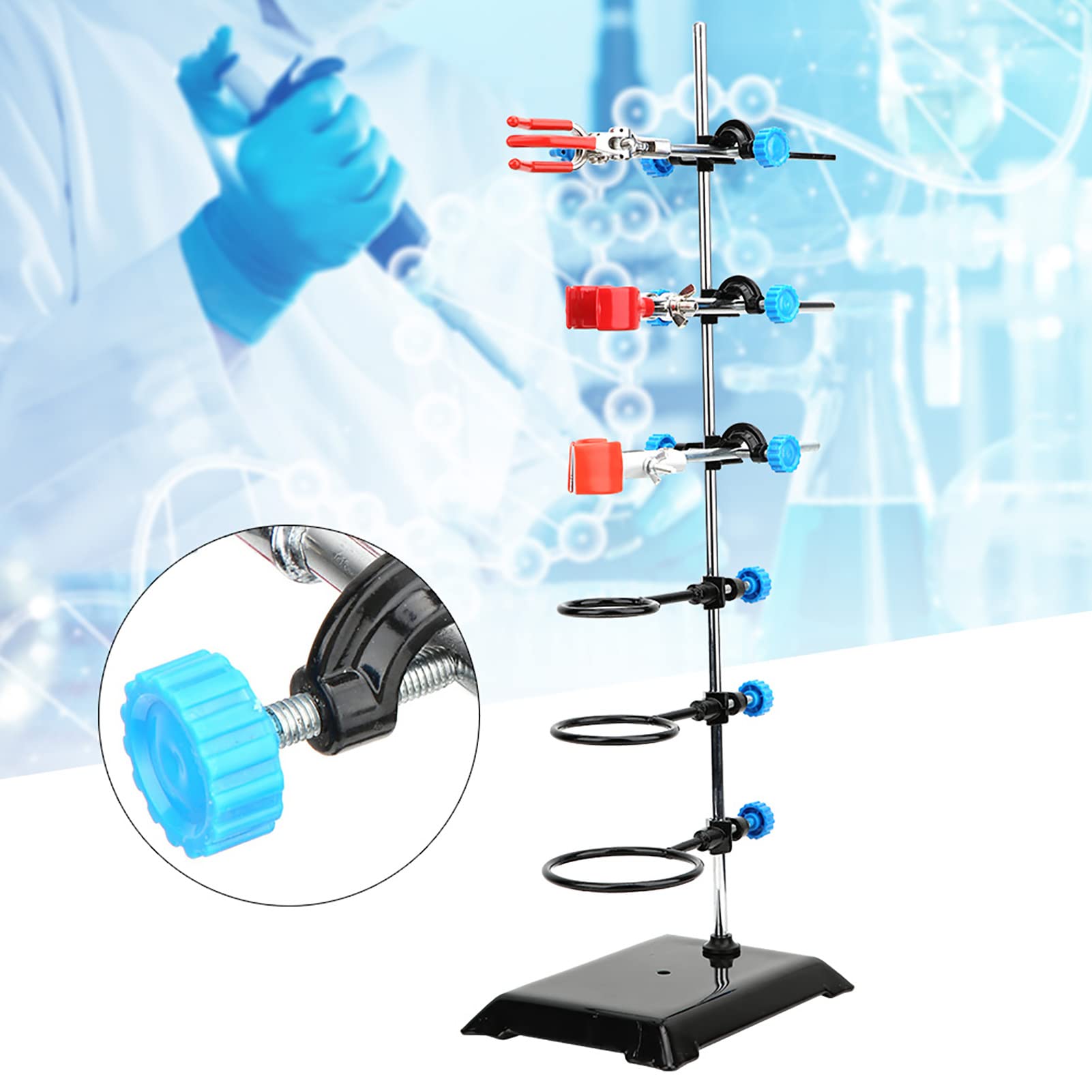 HUIOP Equipo de Soporte para Experimentos de Laboratorio, Material Hierro para Filtración Calentamiento Físico con Clips Vasos Precipitados