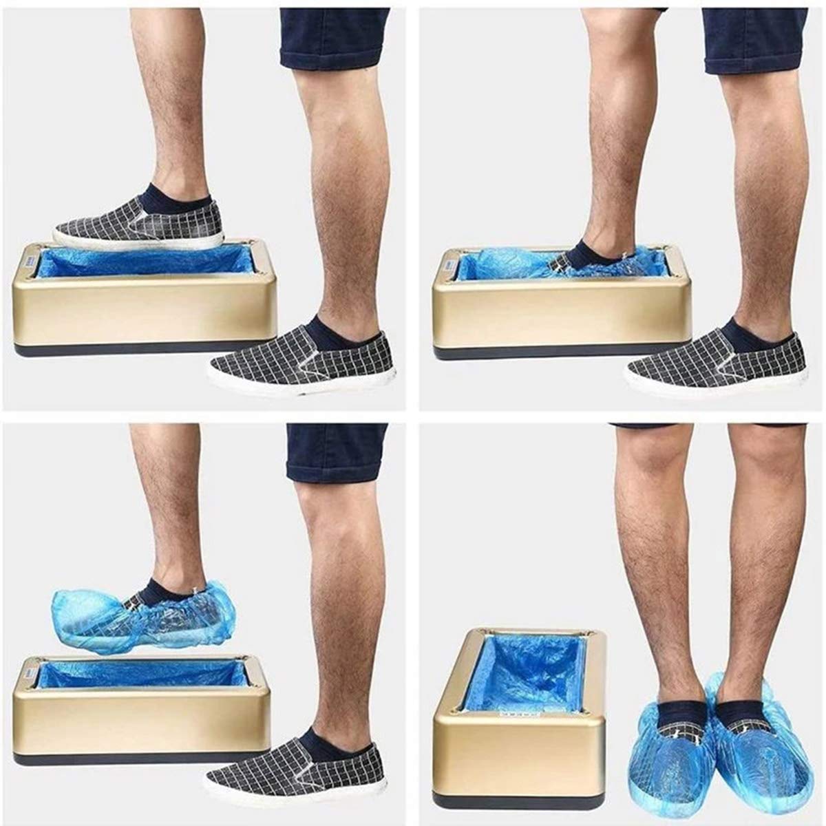 Distributore automatico di copriscarpe con 100 copriscarpe perfetto per casa, negozio e ufficio, oro (marrone)