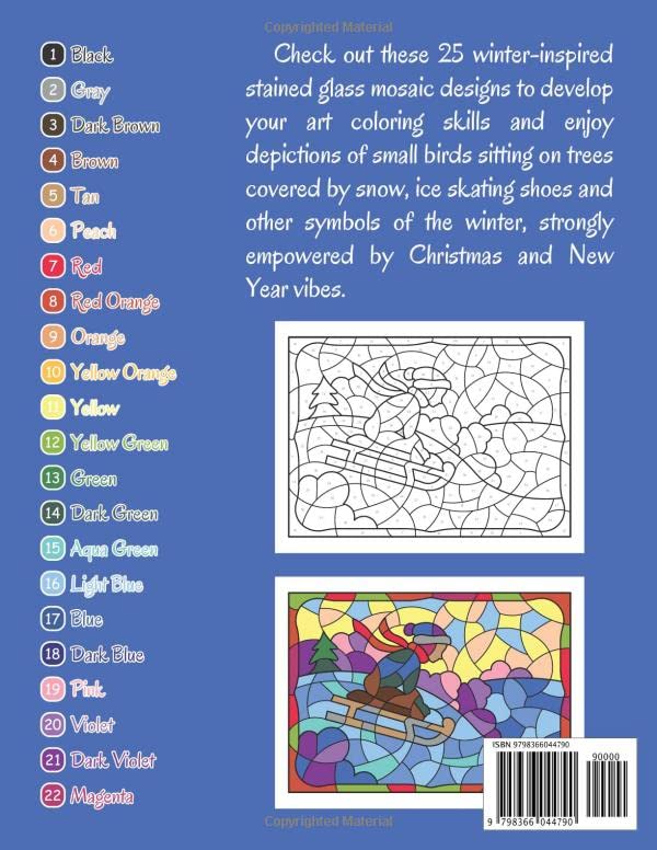 Winter Color By Numbers for Adults Stained Glass Color by Number