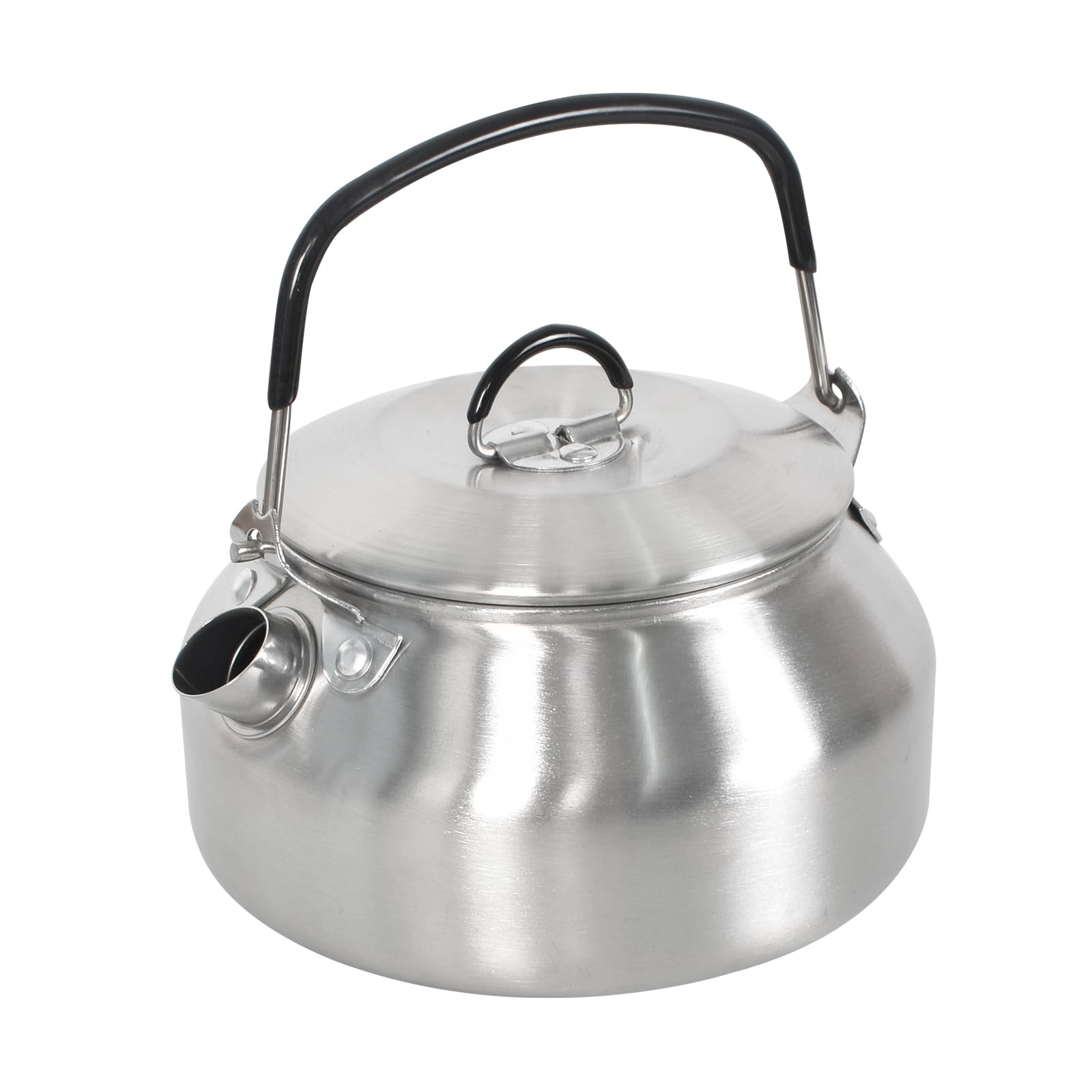 1L Outdoor Camping Kettle Campfire Camp Kettle, Lightweight Stainless Steel Camp Tea Coffee Pot, Water Pot Portable Teapot Fast Heating Boiling Water, Ideal for Hiking Picnic Travel (Silver)
