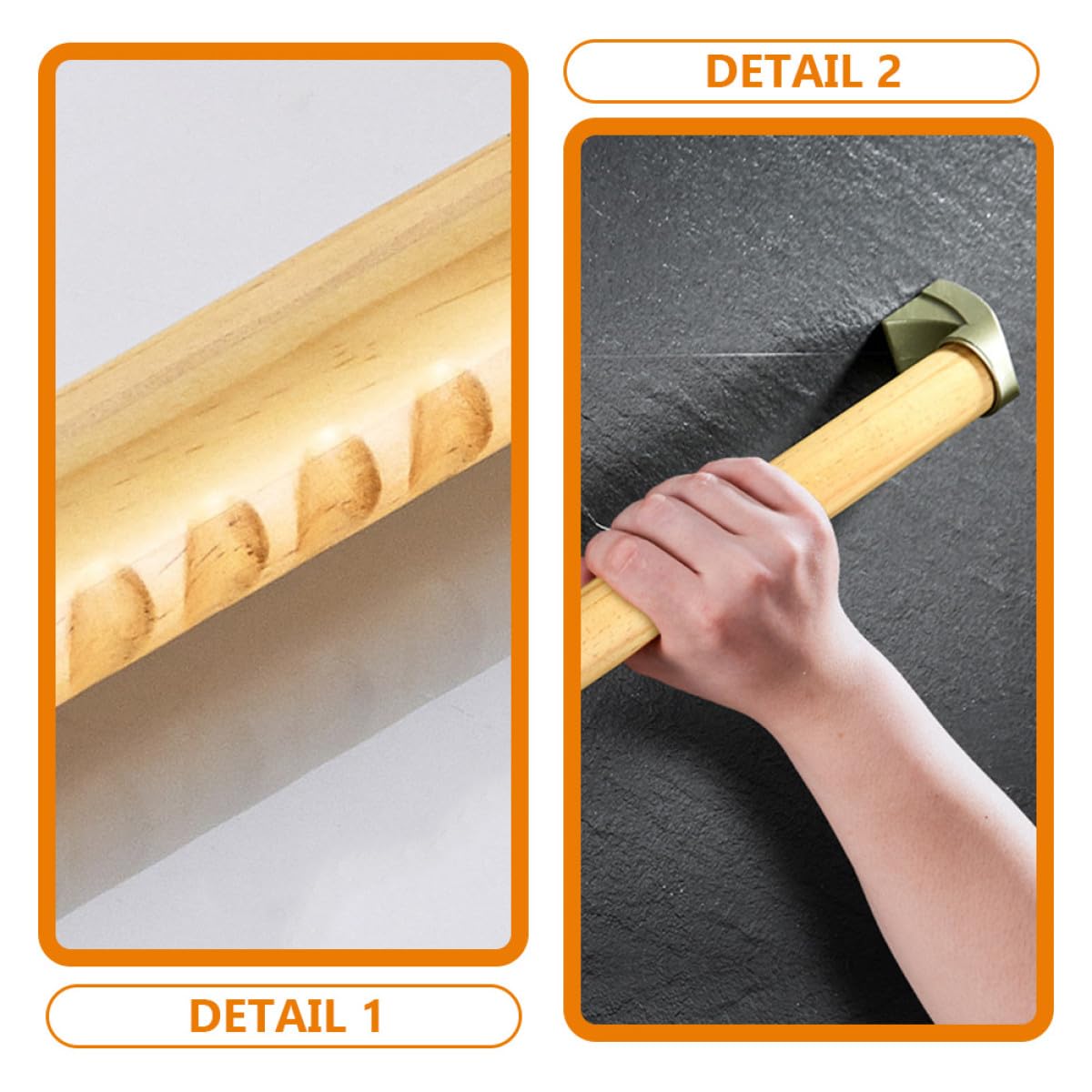 Cabilock Pasamanos Multifuncional de Aluminio de Baño Antideslizante de Aleación Madera, Barra de Apoyo Seguridad para Ducha Hogar