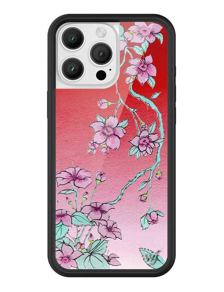Image of Wildflower Cases - Compatible with iPhone 16 Pro Max| Protective Black Bumper, 6.5ft Drop Test Certified, Women Owned Small Business | Trendy Red Purple Floral Blue Vines | Serena Floral