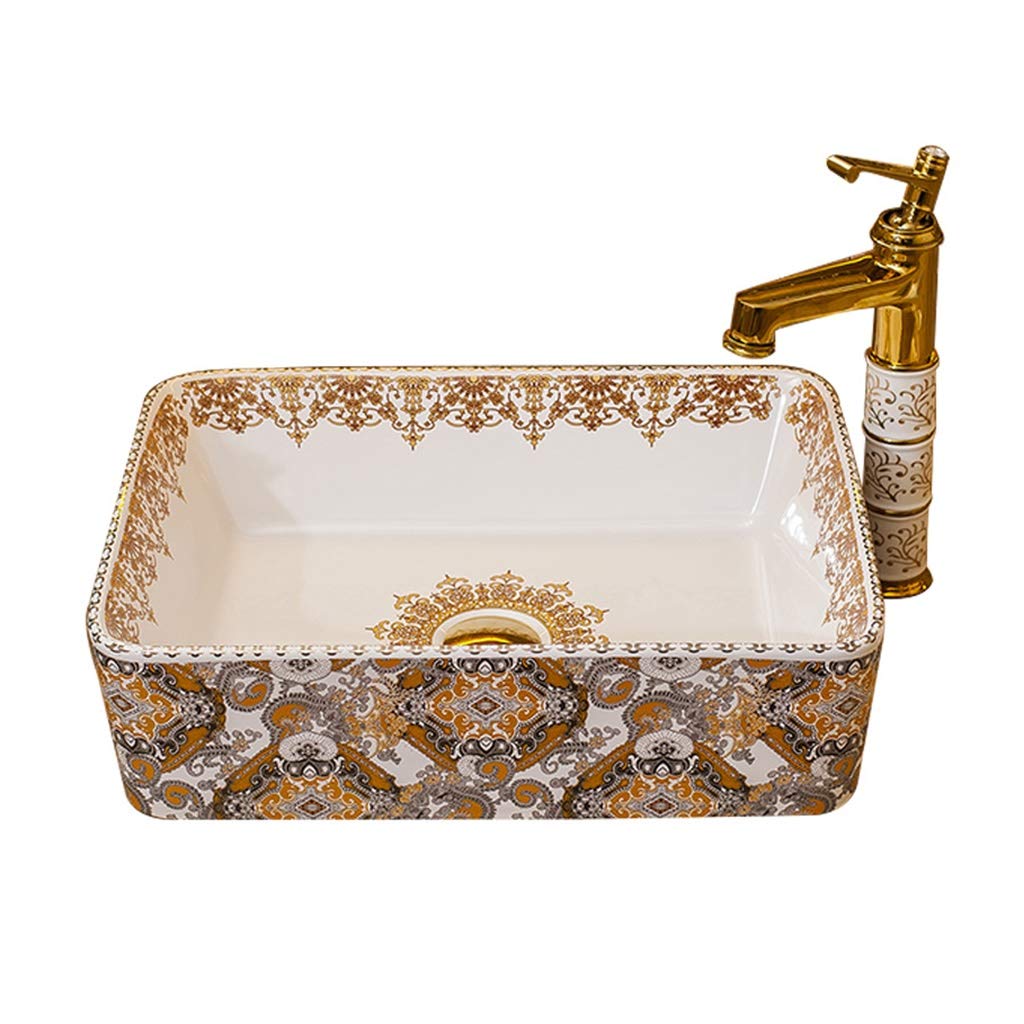 Buy Vessel Sink Art Wash Basin,Ceramic Container Receiver Rectangular