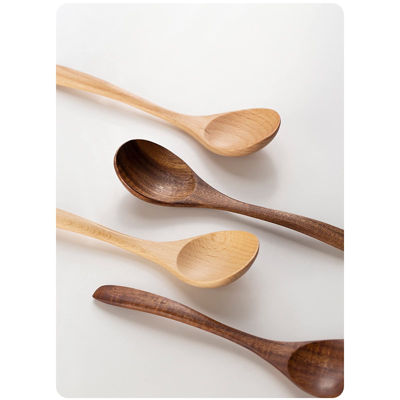 Cuillères Cuillère en bois Soupe à longue manche à couper la cuillère à couper la cuillère Grande soupe soupe cuillère cuillère Cuillère de miel de la cuillère de riz Porridge cuillère 6 pièces pour C