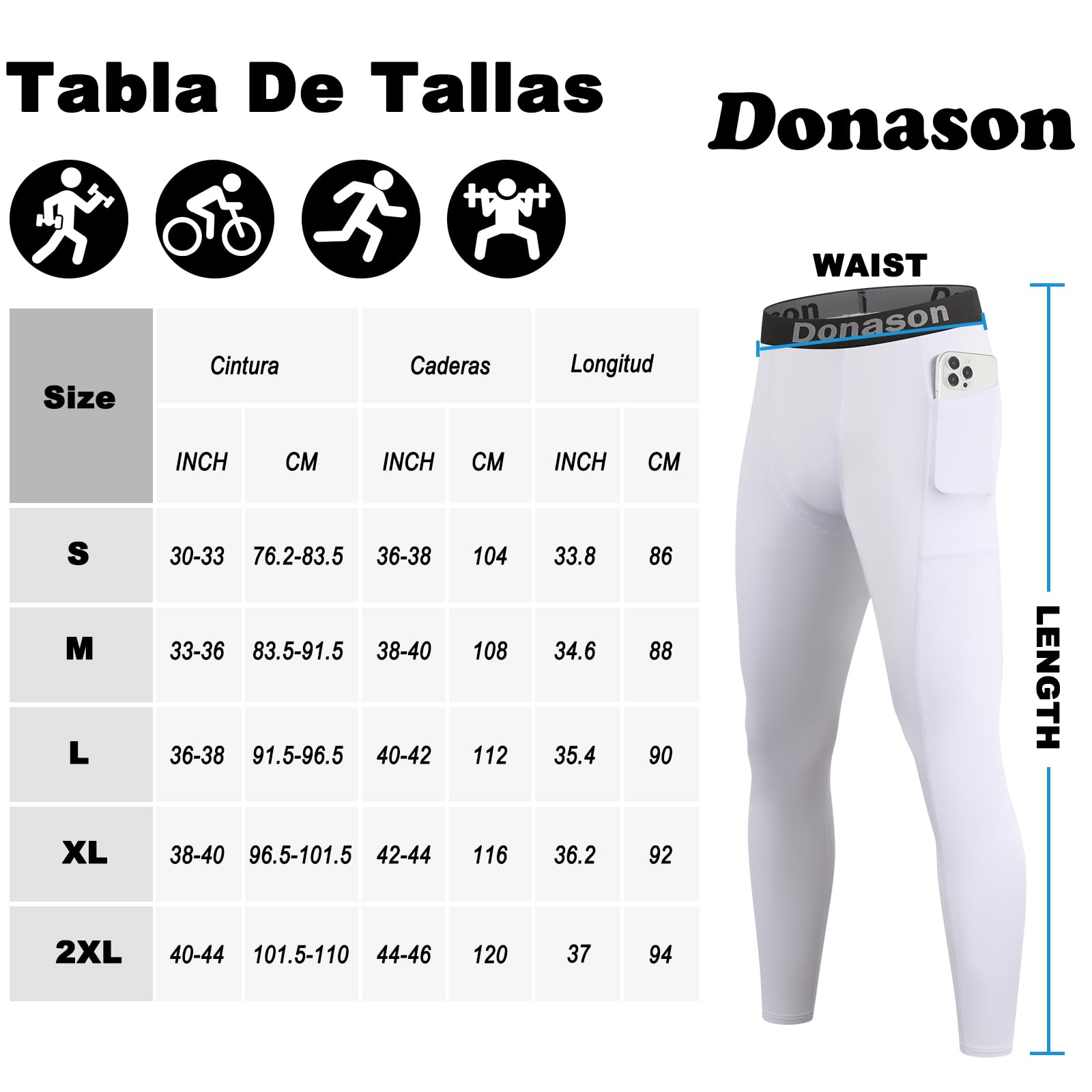 Pantalones de Compresión para Hombre Mallas con Bolsillos Deportivos de Secado Rápido Ajustados Elásticos Pantalones Hombre Malla Deportivos para Gimnasio Entrenamiento Baloncesto Yoga