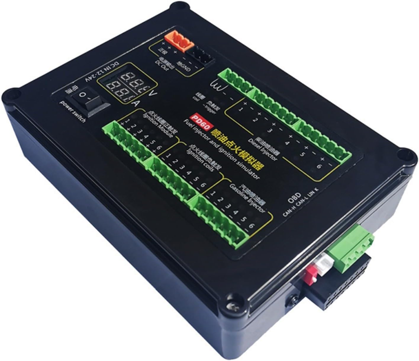 PD60 Fuel Injection Ignition Simulator ECU Testing Equipment For 12-24V Fuel Injectors Positive/Negative Coil Simulation With CAN Data Acquisition Socket