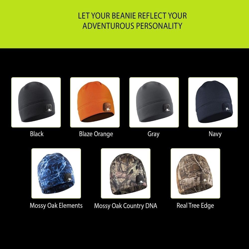 POWERCAP LED Hat Light 150 Lumens Rechargeable Fleece Beanie with Bright Built-in Headlamp Waterproof LED Warm One Size Cap - Image 8