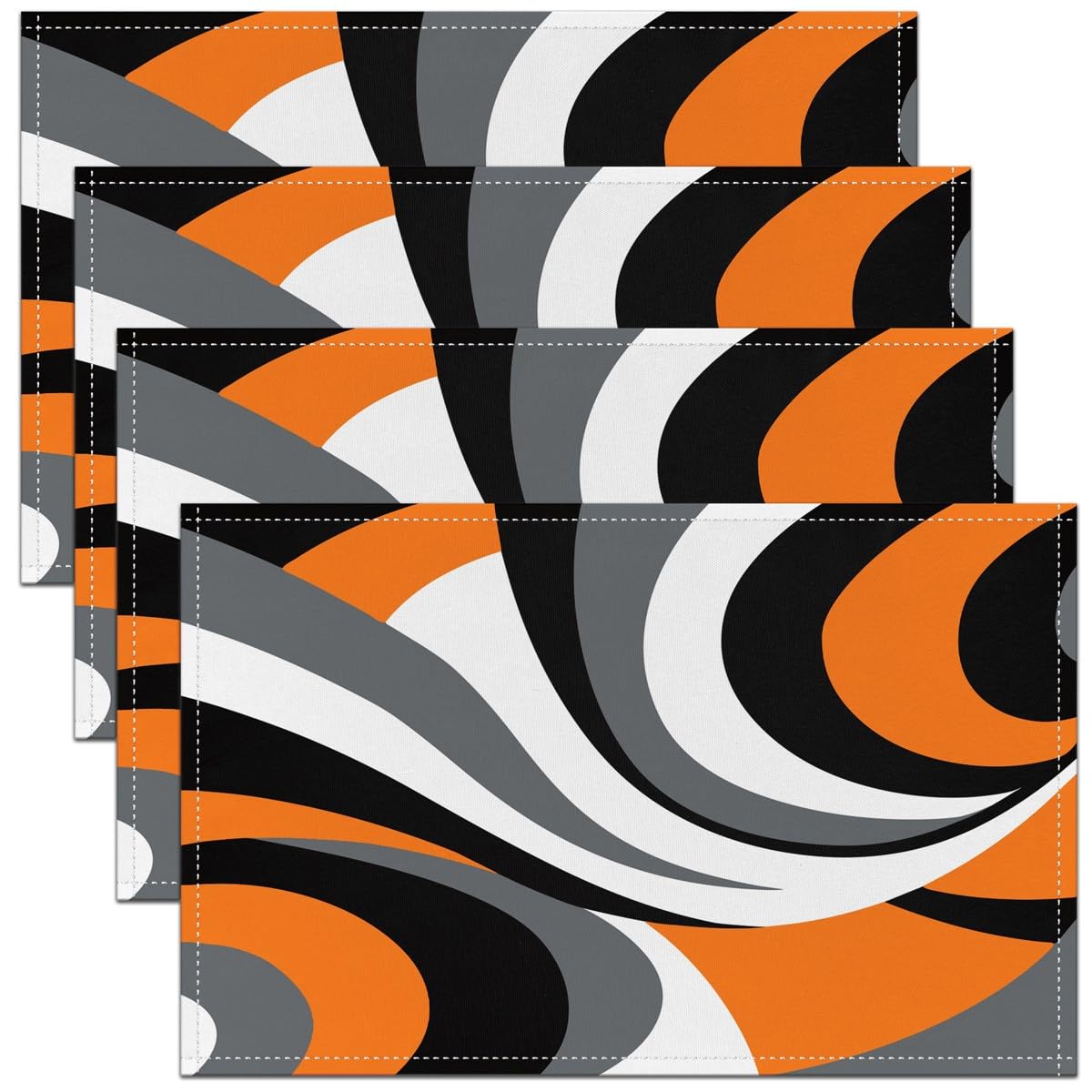 Orange Grey White Geometric Placemats Set of 4 for Placemat for Kitchen Dining Table Decor Indoor Outdoor 45X30cm Stripes Table Place Mats Modern Striped Art Abstract