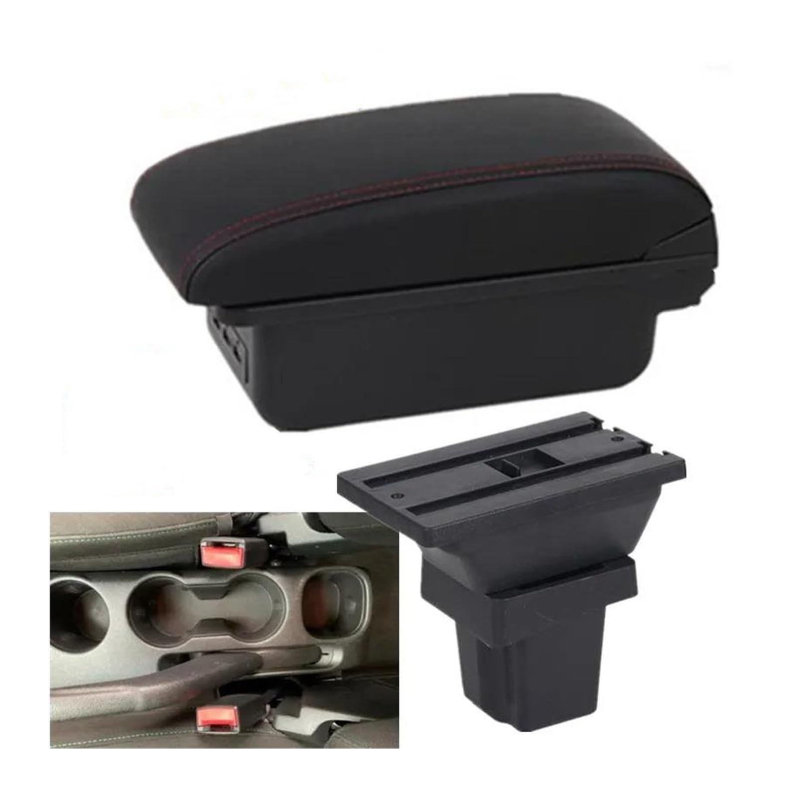 RESPUNEKBAH Armrest Box For Chevrolet For Trax For Tracker For Holden For Trax 2013-2020 Car Arm Storage Box Car Armrest Accessories(B style red line)