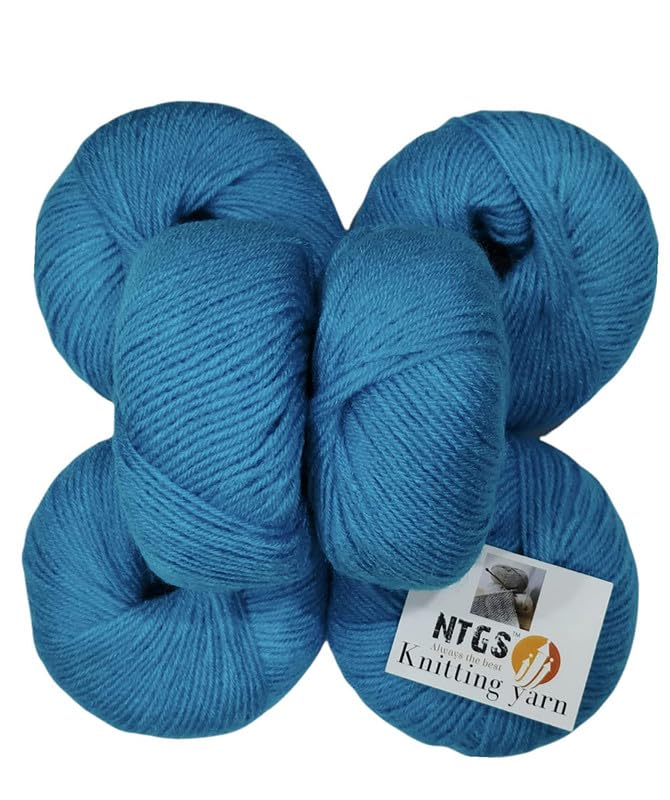 Sponsored Ad - NTGS Baby Soft 100% Acrylic Wool (Dark Sky Blue) (6 PC) 4 ply Wool Ball Hand Knitting Wool/Art Craft Soft Fingering Crochet Hook Yarn, Needle Knitting Yarn Thread Dyed Shade no-23