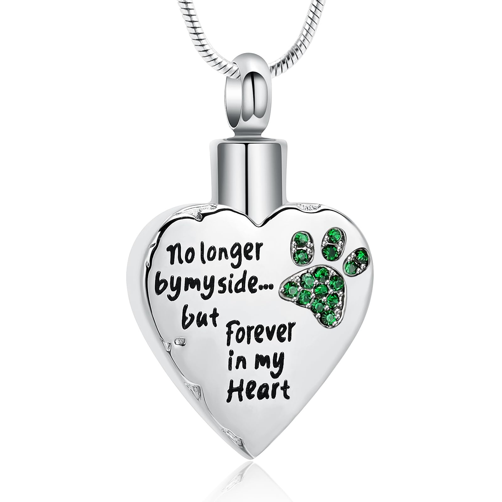 memorial jewelry No Longer by My Side,But Forever in My Heart Carved Locket Cremation Urn Necklace for Pet Dog Cats, Metal, stainless-steel